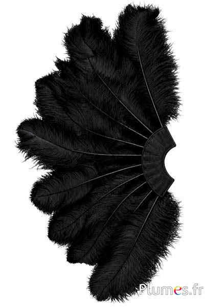 Ventaglio di piume di struzzo - ca. 60 cm, 10 piume, pelle nera - nero